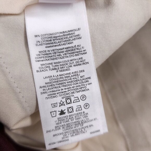 NWT BROOKS BROTHERS Clark Fit Advantage Chino Pants Burgundy Red Stretch 40x32 - Picture 9 of 9